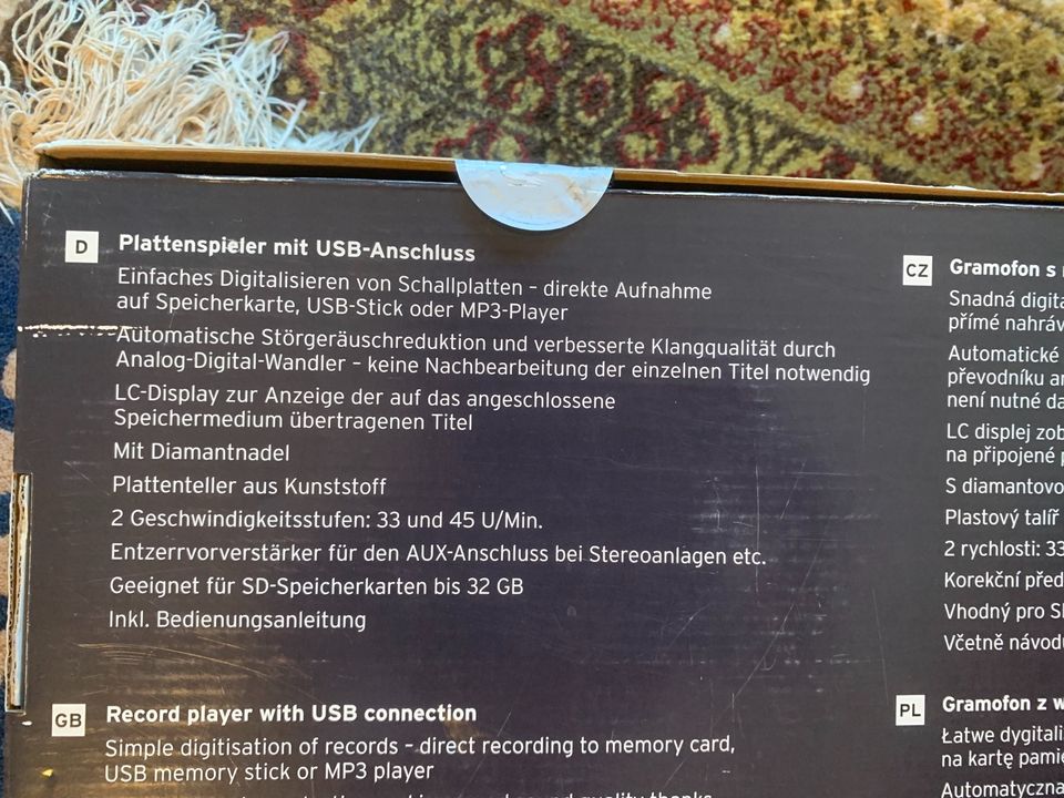 USB-Plattenspieler Digitalisieren von Schallplatten ovp neu in Schnaitsee