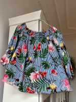 Off-Shoulder Bluse weiß hellblau gestreift floral Gr.  M Schleife Niedersachsen - Braunschweig Vorschau