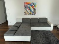 Sofa, grauer Stoff & weißes Leder, erweiterbar zur Schlafcouch Frankfurt am Main - Westend Vorschau