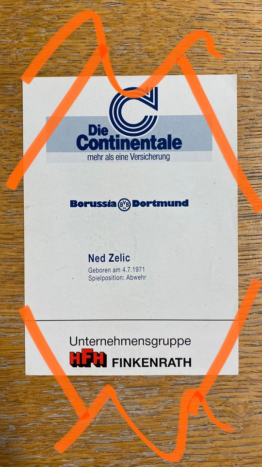 Autogrammkarte BVB 09 Ned Zelic - Anfang 90er Jahre in Köln