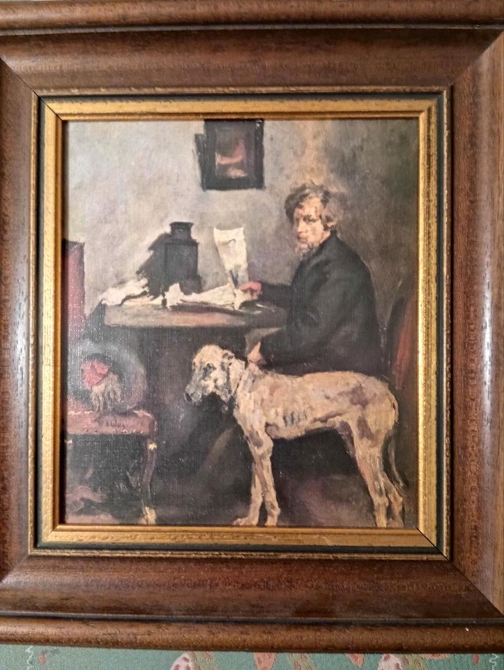 Gemälde auf  Holz Platte  Seibel Maler mit Hund in Ronshausen