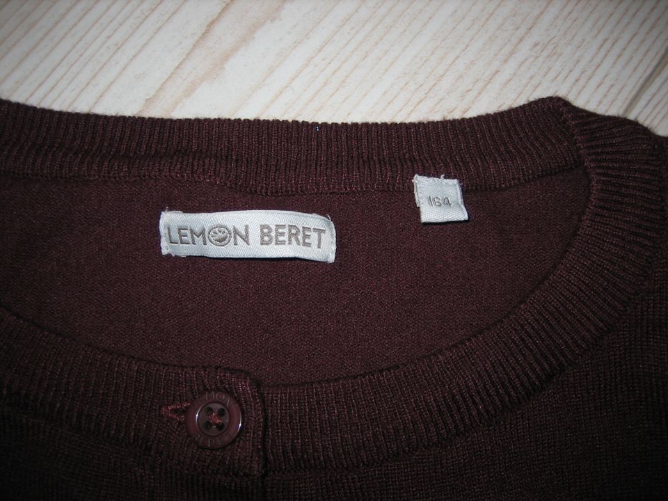 Lemon Beret Strickjacke bordeaux Blumen Gr. 164 - NEUw in Niederkrüchten