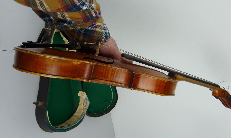 alte Holz GEIGE Violine im Geigenkoffer mit Bogen 3/4 in Lage