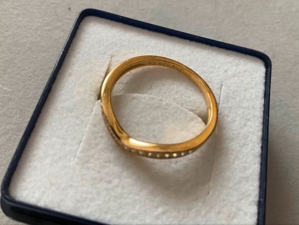 Goldener Ring Memory Ring mit Zirkonia 925 Silber vergoldet in Schorndorf