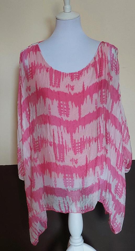 Tunika ~ MADE IN ITALY ~ Seide ~ Gr. M/L ~ pink-weiß ~ TOP! in Schaafheim