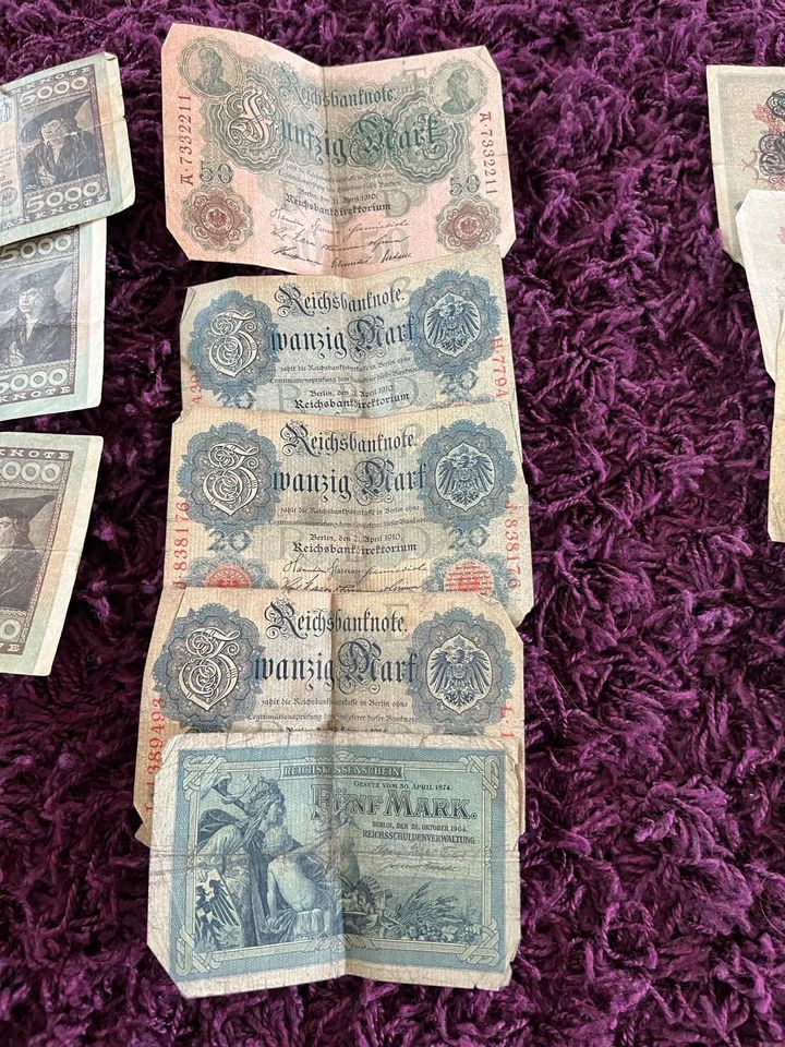Reichsbanknoten darlehenskassenscheine Münzen aus vielen Ländern in Muhr am See