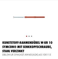 Rahmendübel 10x115 Würth und Fischer Schleswig-Holstein - Schacht-Audorf Vorschau