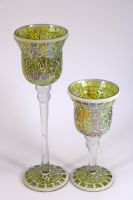 2 große Stielglas Mosaikglas Teelichtglas Dekoglas Mosaik grün Thüringen - Kammerforst Vorschau