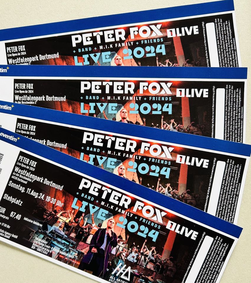 Peter Fox - Dortmund 11.08.24 – 4 Tickets Stehplatz Westfalenpark in Erfurt