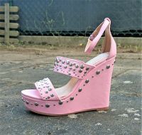 Gr. 38, High Heels Wedges Keil-Sandalette, rosa m. Nieten, Todzi Frankfurt am Main - Ostend Vorschau