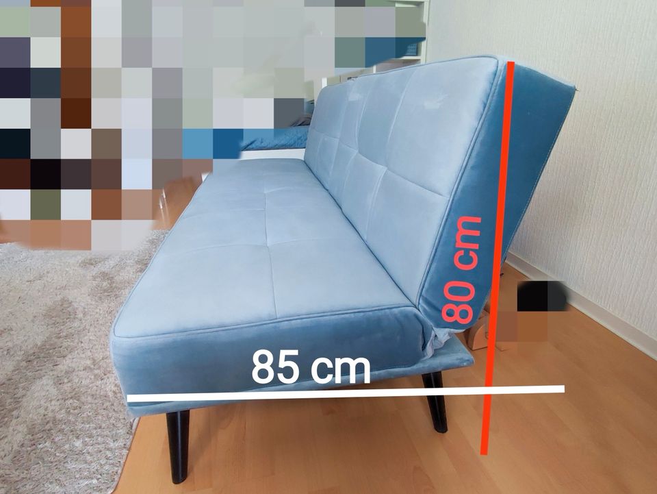 Schlafsofa/Sofa blau samt in Duisburg