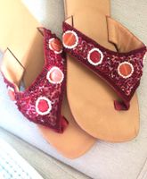 ☀️ Schlappen Strand Schuh Gr.39 rot Perlen orientalisch Bayern - Wiesent Vorschau