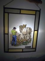 Glasmalerei mit Bleiverglasung, Bauer beim Pflügen, 20. Jh. Saarland - Wadern Vorschau