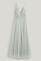 Abiballkleid fit and flare Gr. 34, Pastell zartgrün mit rosa Essen - Steele Vorschau