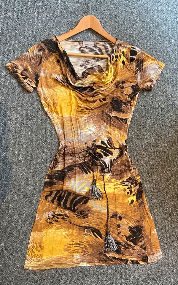 Mandarin Sommerkleid Animal Print Wasserfall-Kragen in Velbert