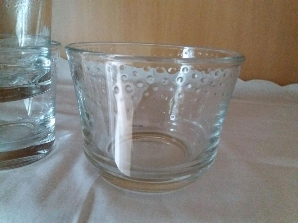 3 er setkerzengläser/teelichtgläser Glas, transparent gemustert in Herzberg am Harz