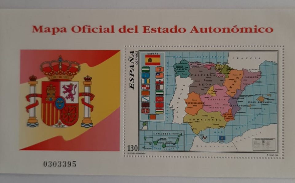 Briefmarke "Mapa Oficial del Estada Autonomico", 1996, postfrisch in Schwaikheim