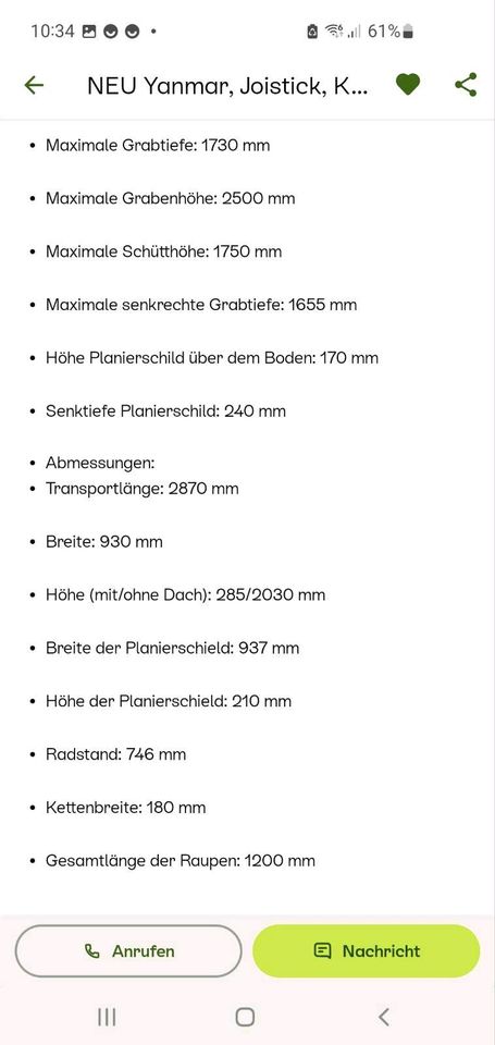 Vermiete  Minibagger 3 Zylinder Diesel YanmarM&D Rügen E.Lajosch in Sassnitz