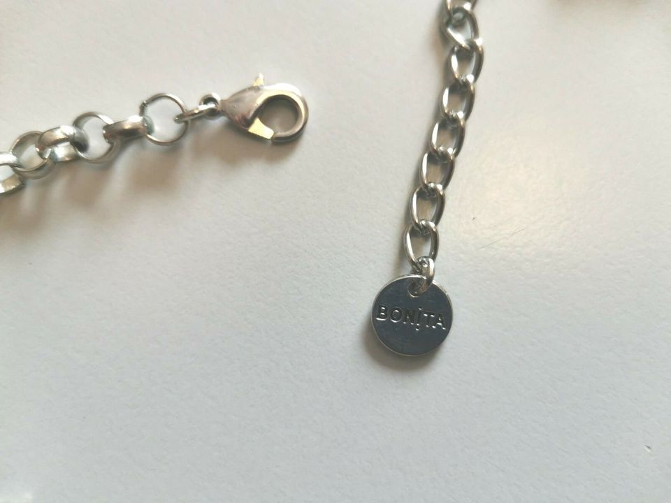 BONITA Damen Perlen Halskette Silber Perlmutt Schwarz 50cm lang in Grimmen