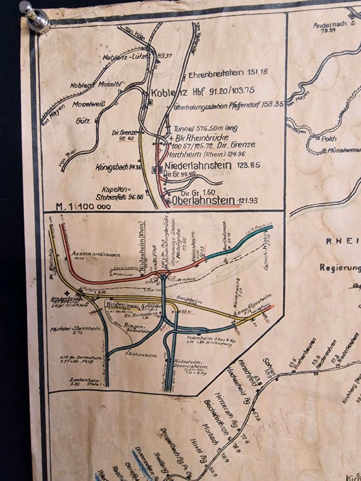 Alte Übersichtskarte des Reichsbahndirektionbezirk Mainz von 1937 in Heusweiler