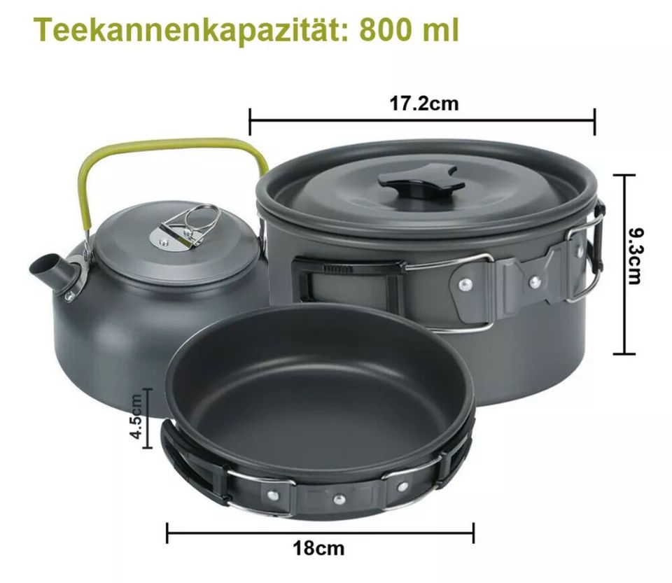 2-3 Personen Outdoor Camping Kochgeschirr Set Töpfe Bratpfanne in Bebra