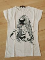 2,50 € - T-Shirt Mädchen, weiß mit Katzenfrau, Größe 128/134 Sachsen - Drebach Vorschau