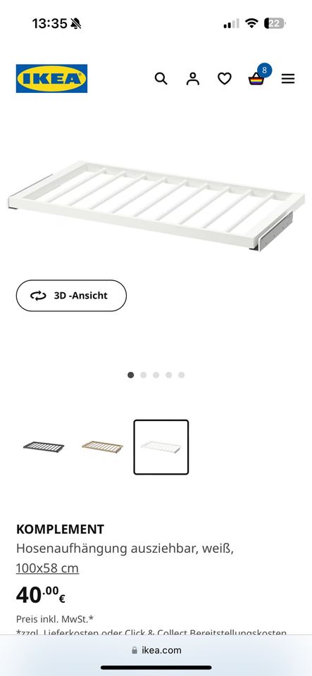 Ikea 2x Pax Hosenaufhänger Komplement in Cochem an der Mosel