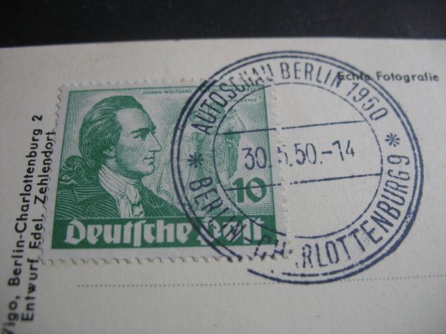 Briefmarken Berlin MiNr. 61 gestempelt auf Karte in Konstanz