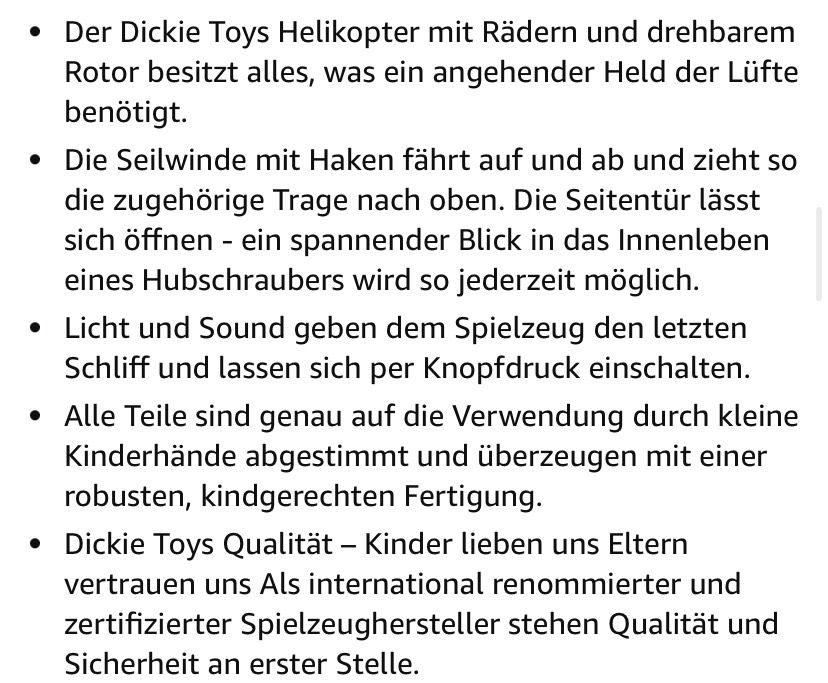 Kinder❣️Hubschrauber Helikopter Dickie Toys Sound Licht 41 cm in Stralsund