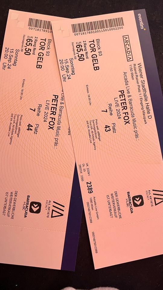 2x Tickets für Peter Fox in Wien in Seth Holstein