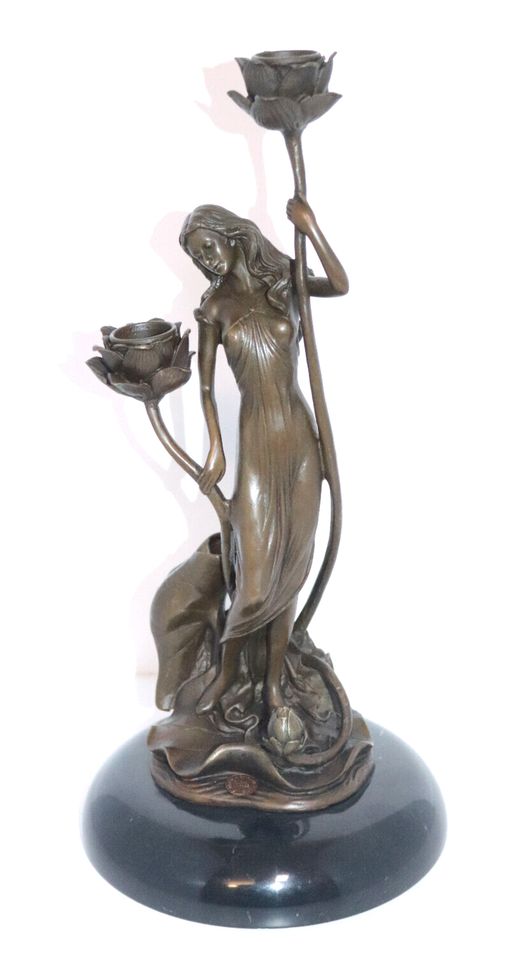 Bronze Kerzenständer im Jugendstil , signiert Milo , Höhe 37cm in Borken