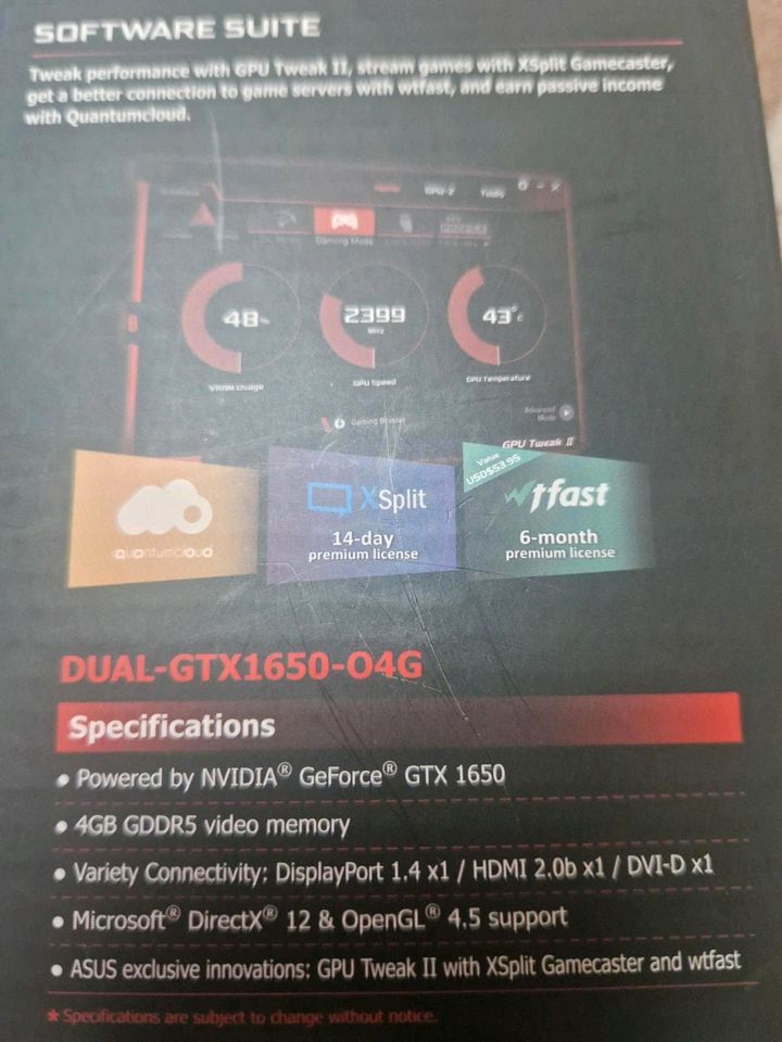 Asus geforce GTX 1650 oc Edition dual series in Weinstadt