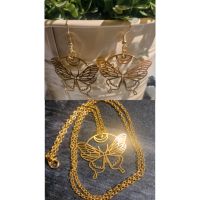 Schmuckset Halskette und Anhänger Ohrringe golden-style Schmetter Berlin - Pankow Vorschau