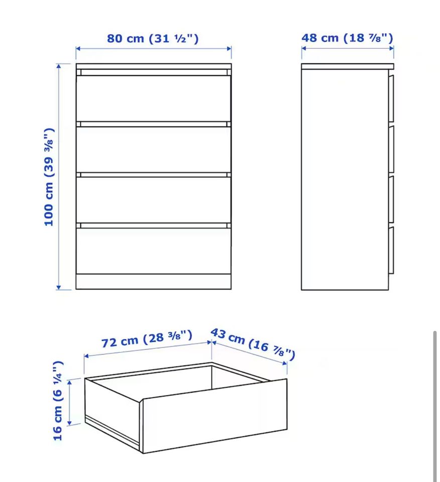 IKEA MALM Kommode mit 4 Schubladen in Hannover