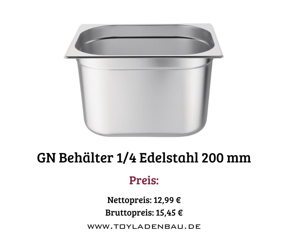 GN Behälter Gastro aus 1/4 Edelstahl Einsätze Deckel Küche Gastrobedarf Verschiedene Größen in Herne