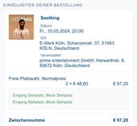 Soolking Mobile Tickets 10.05.2024 Köln - Lindenthal Vorschau