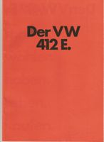 Broschüre - Der VW 412 E Prospekt Verkaufsprospekt Niedersachsen - Langenhagen Vorschau