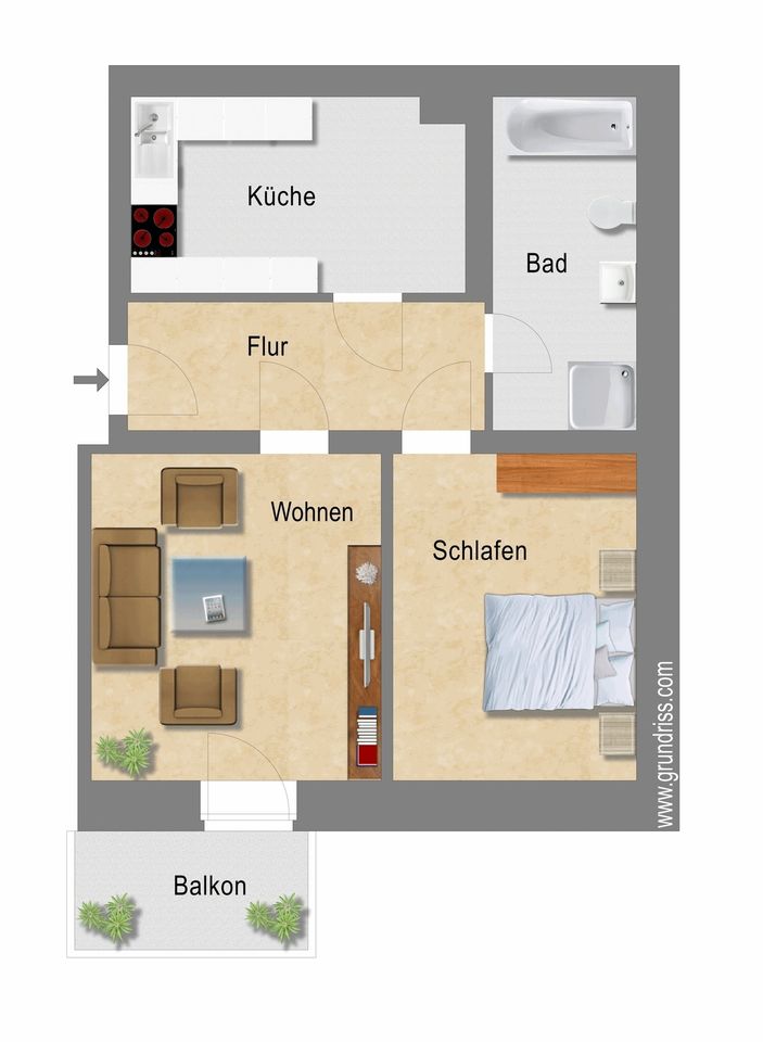 hochwertig saniert: Parkett, Balkon, Tageslichtbad, Einbauküche und Stellplatz im Hof möglich! in Leipzig