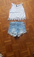 High waist Jeans shorts hot pants used look H&M mit Spitze Stuttgart - Birkach Vorschau