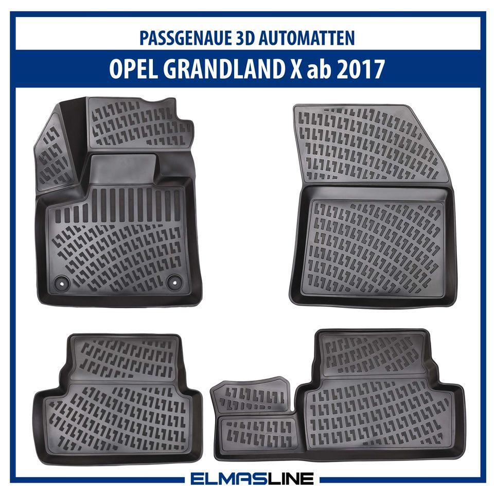 3D Gummi Fußmatten kompatibel für OPEL Grandland X BJ ab 2017>