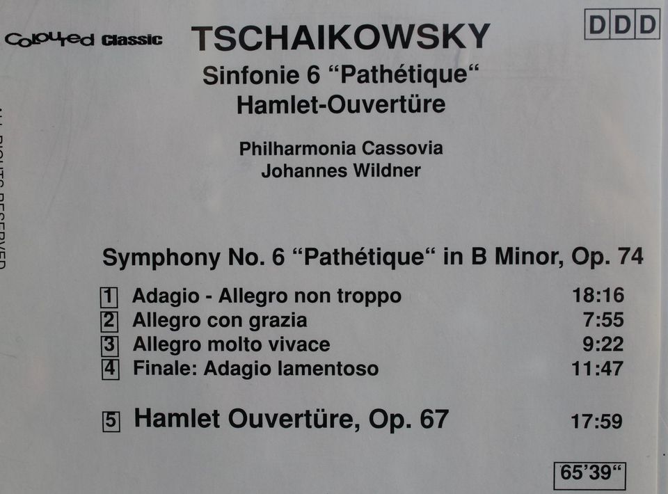 CD Klassische Musik Tschaikowski Symphony No. 6 Hamlet-Ouvertüre in Henstedt-Ulzburg