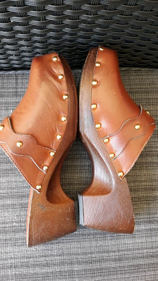 TOP ❤ FREE & FUN Clogs, LEDER Pantoletten RETRO VINTAGE Gr 39 in Übach-Palenberg