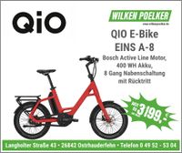 E-Bike Qio EINS A-8 rot Kompaktrad Bosch 400 WH Niedersachsen - Ostrhauderfehn Vorschau