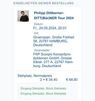 2 Tickets Philipp Dittberner Tour 2024  24.05.24 Hamburg Nordrhein-Westfalen - Mönchengladbach Vorschau