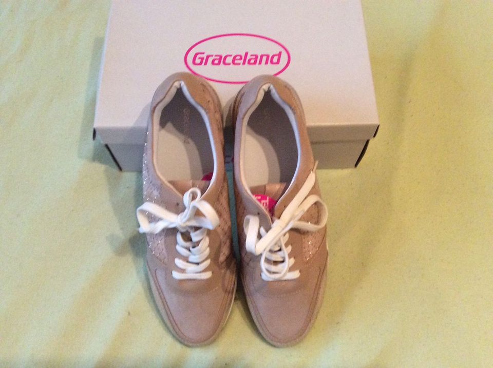 Graceland Damen Schuhe, beige Glitzer, Gr. 41, NEU+OVP in Ostbevern