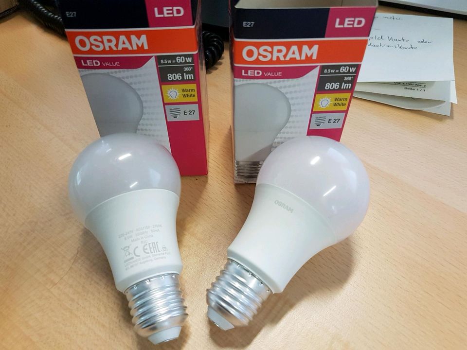 2 STÜCK OSRAM 8,5W/2700K E27 LED Glühbirne60W Ersatz - Warmweiß in  Nordrhein-Westfalen - Würselen | eBay Kleinanzeigen ist jetzt Kleinanzeigen