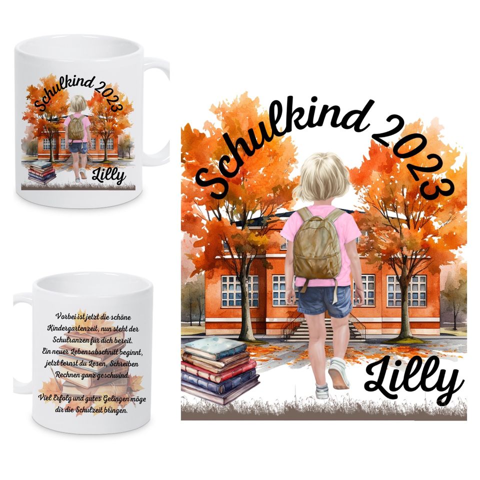 Geschenk Idee Einschulung Schule Tasse mit Foto & Namen Spruch in Bad Sachsa