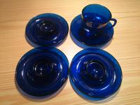Eierbecher Tasse Untertasse Set blau Glas Bayern - Prien Vorschau