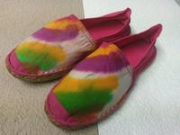 Stoffschuhe Loafer Sommer flach Batik Hippie Bast pink Ballerinas Bayern - Ascha Vorschau