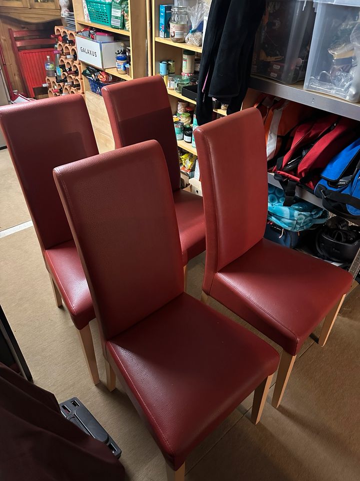 Stühle 4x in rot Kunstleder Sitzgruppe Stuhl Esstischstühle in Saarbrücken
